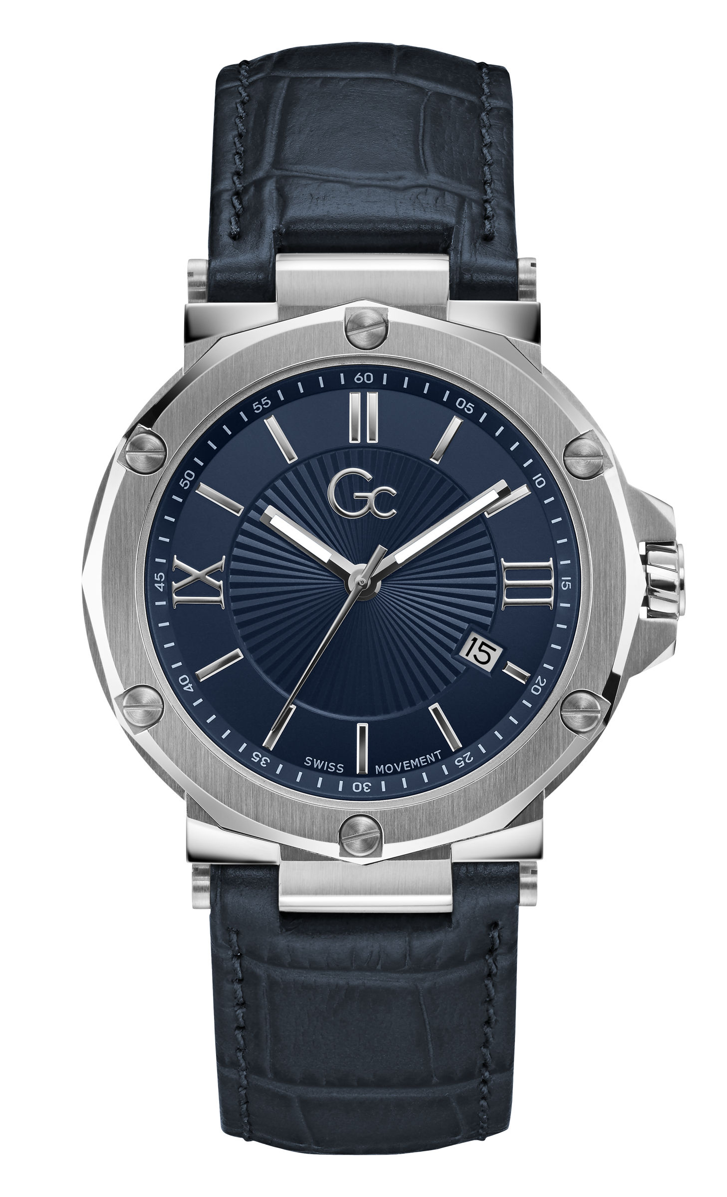 Guess Collection 42 mm Blue Dial Quartz Date Men Watch Y61004G7MF