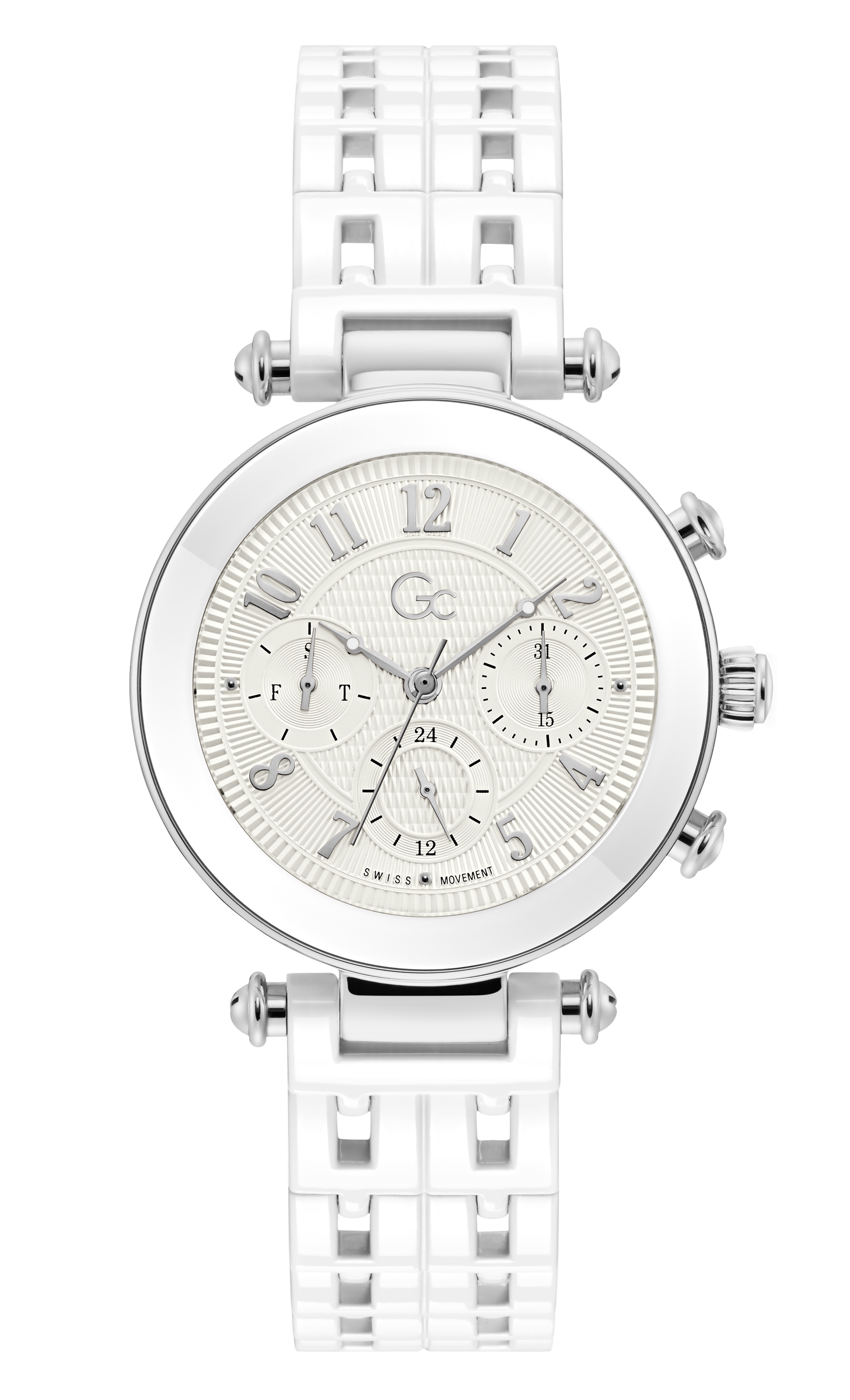 Guess Collection 36 mm Silver Dial Quartz 2 Time Zones Women Watch Y65004L1MF