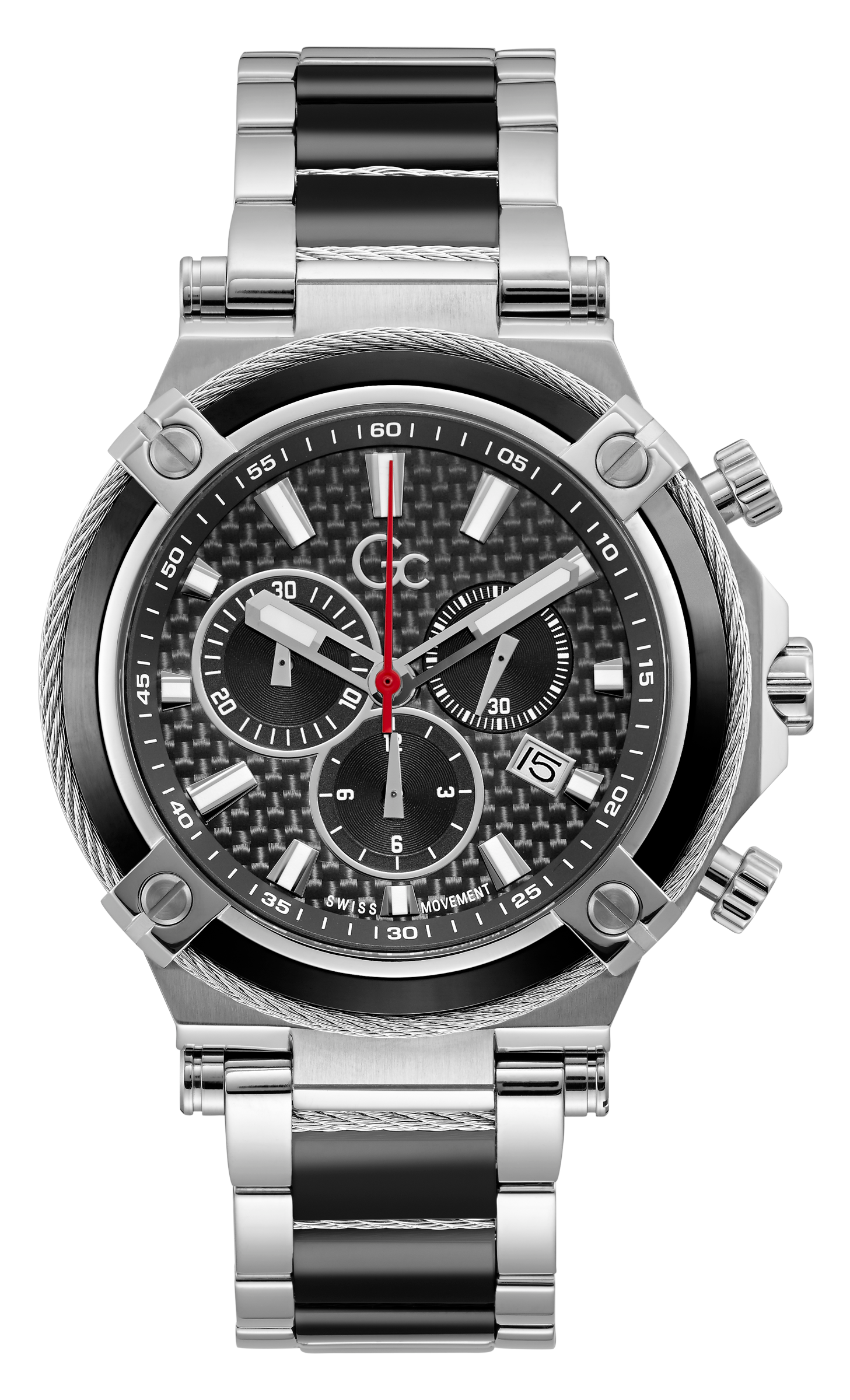 Guess Collection 45 mm Black Dial Quartz Chronograph Men Watch Y89001G2MF