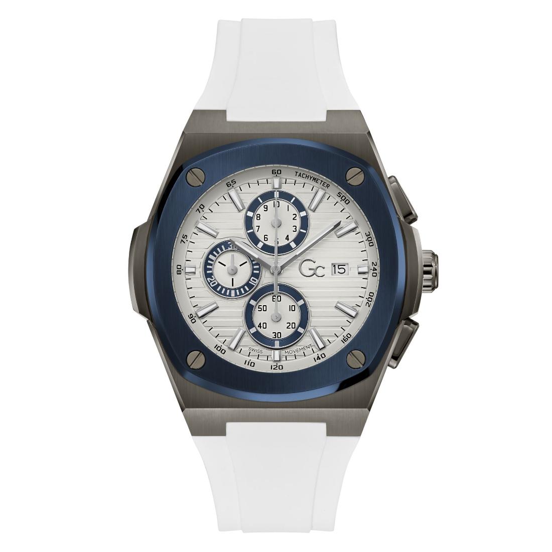 Guess Collection Coussin Shape 44 mm White Dial Men Analog Watch Y99015G7MF