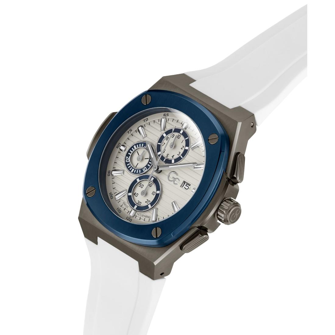 Guess Collection Coussin Shape 44 mm White Dial Men Analog Watch Y99015G7MF