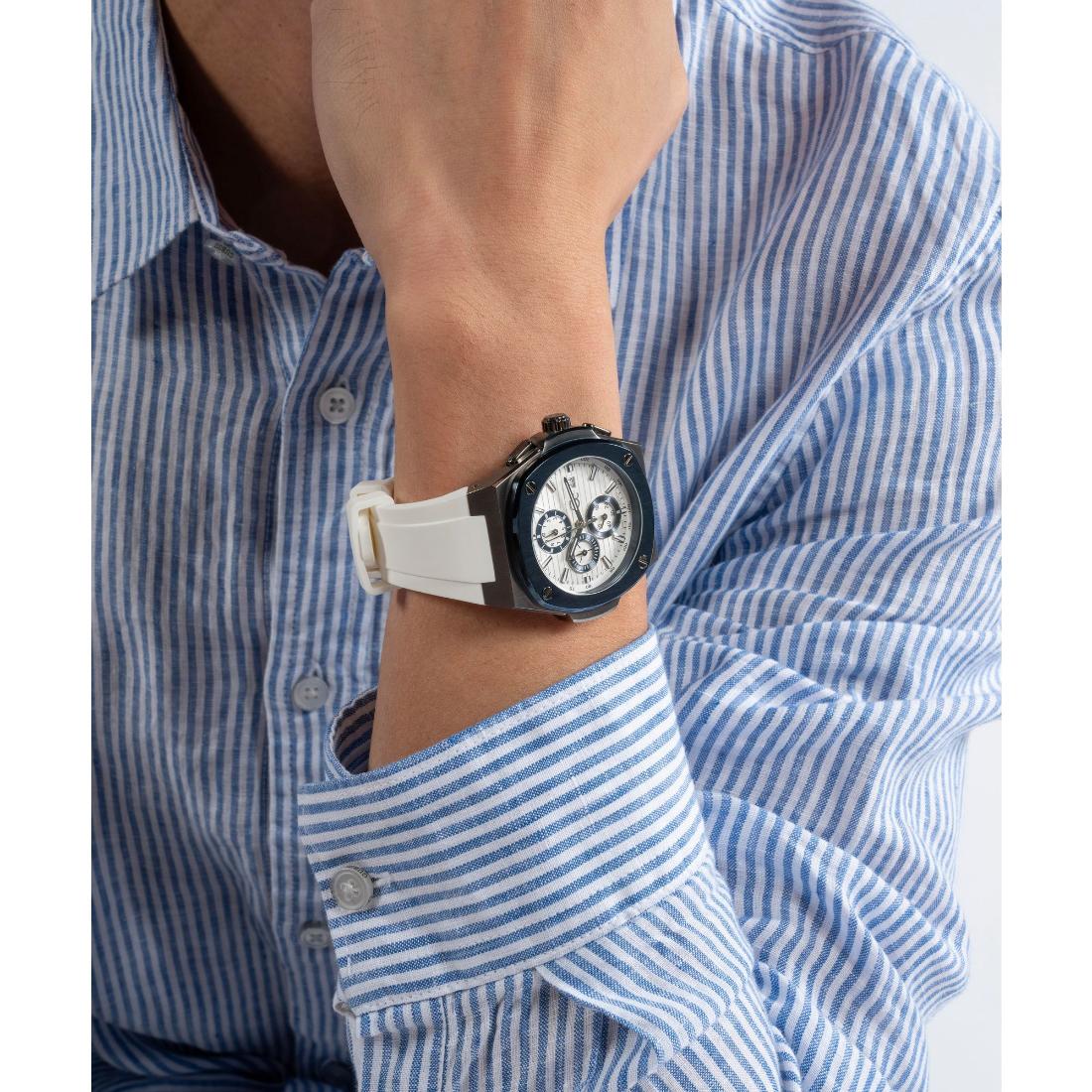 Guess Collection Coussin Shape 44 mm White Dial Men Analog Watch Y99015G7MF