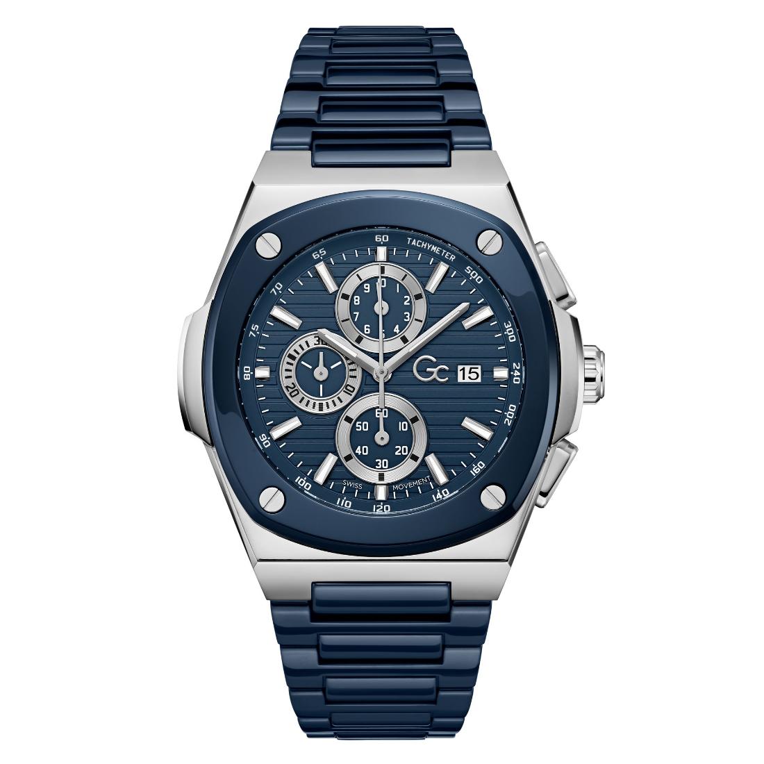 Guess Collection Coussin Shape 44 mm Blue Dial Men Analog Watch Y99019G7MF