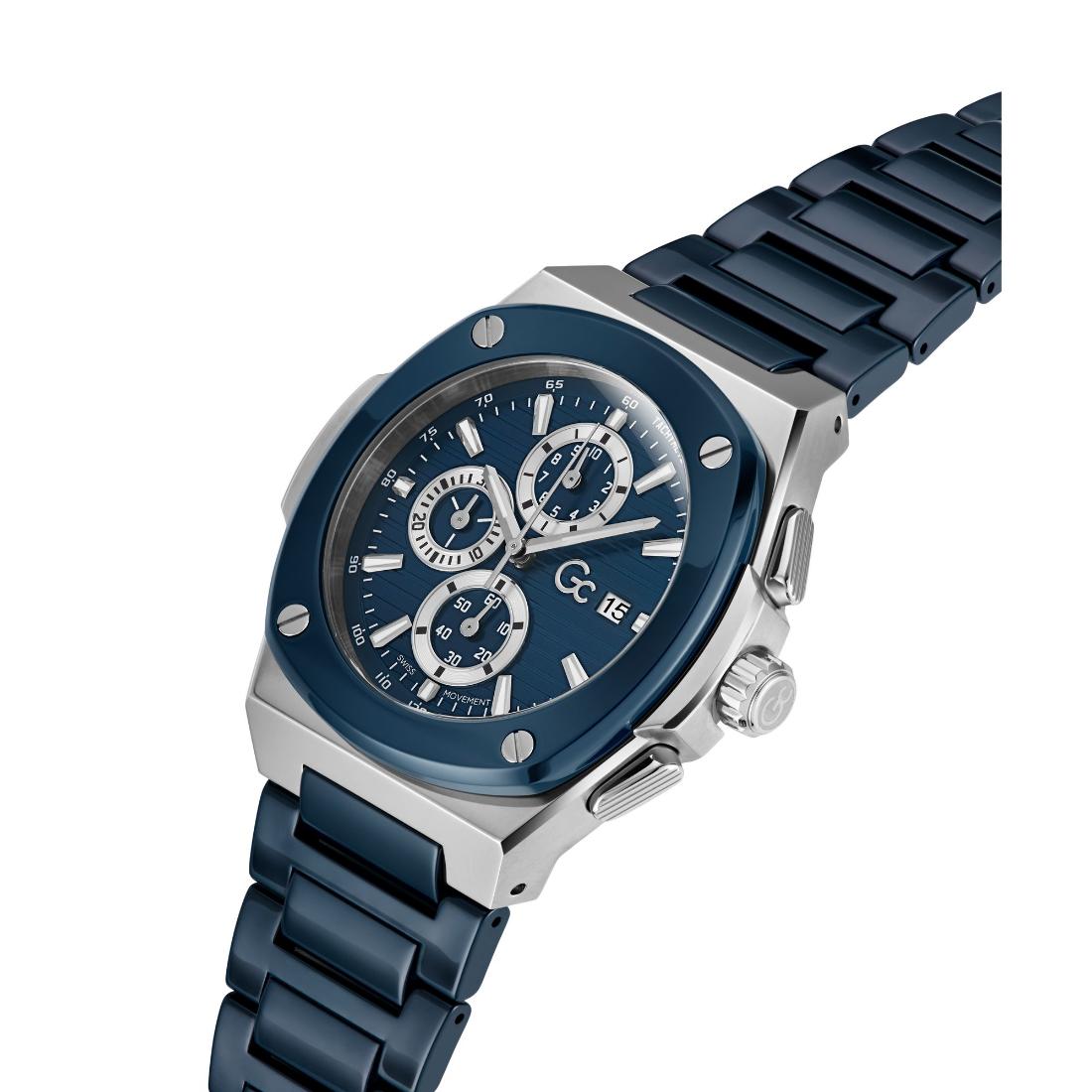 Guess Collection Coussin Shape 44 mm Blue Dial Men Analog Watch Y99019G7MF