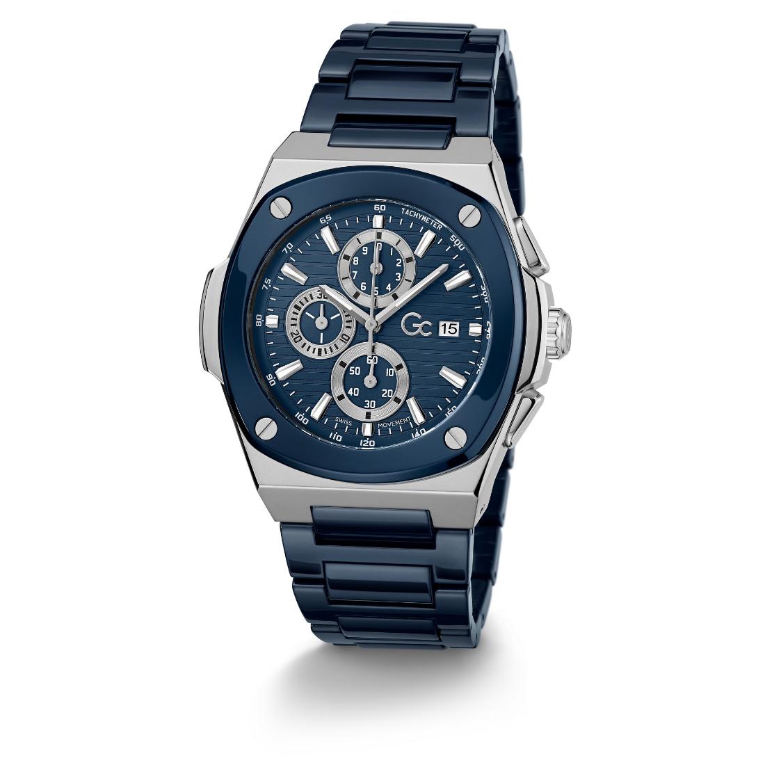 Guess Collection Coussin Shape 44 mm Blue Dial Men Analog Watch Y99019G7MF
