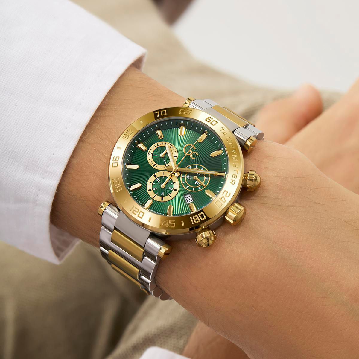 Guess Collection Classic Men 44 mm Green Dial Chronograph Watch Z50004G9MF