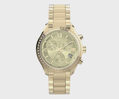 Timex TREND 38 mm Size Gold Dial Women Chronograph Watch - TW2V57800