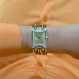 Guess Women 29 mm Size Champagne Dial Rectangle Analog Watch GW0669L1