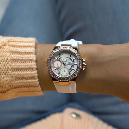 Guess Trend 39 mm White Dial Women Chrono  Watch- GW0695L3