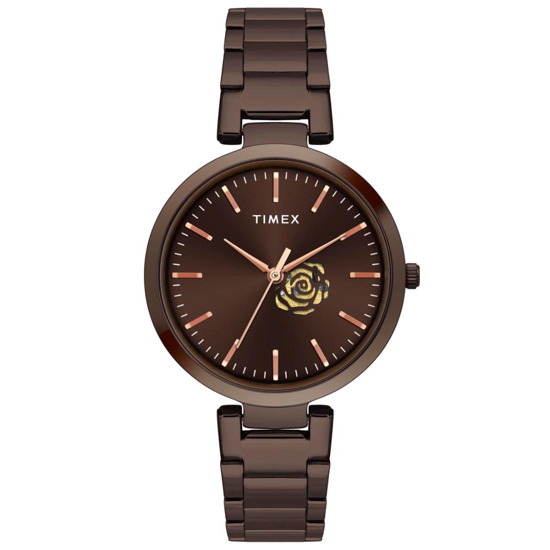 Timex Women Brown 35 mm Dial Analog Watch TW000X227