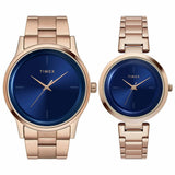Timex 35 mm Blue Round Dial Analog Unisex Pair Watch TW00PR296
